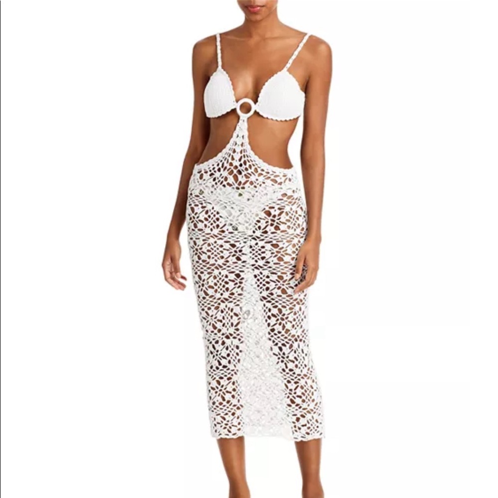 White Crochet Swim Coverup Dress